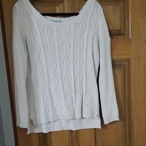 Cream Textured Knit Sweater Size Medium